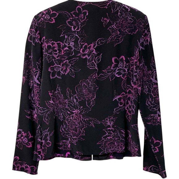 DUE PER DUE 100% Silk Vintage Button Front Blouse Removable Shoulder Pads Sz 6 - Picture 3 of 8